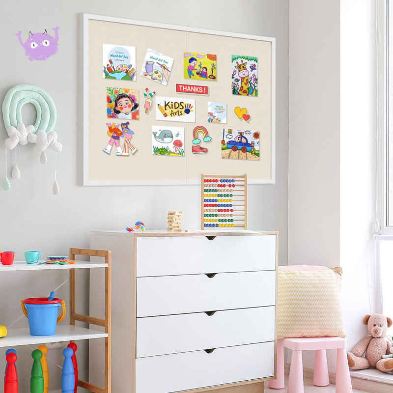 2 Pack Cork Board With Linen 48*36 Inch Bulletin Board Office Decor Vision Board Light For Wall School Office Bedroom, White
