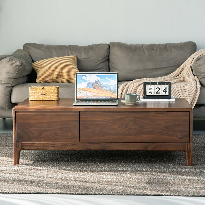 Simple black walnut coffee table, 15.4" H x 55.1" L x 23.6" W