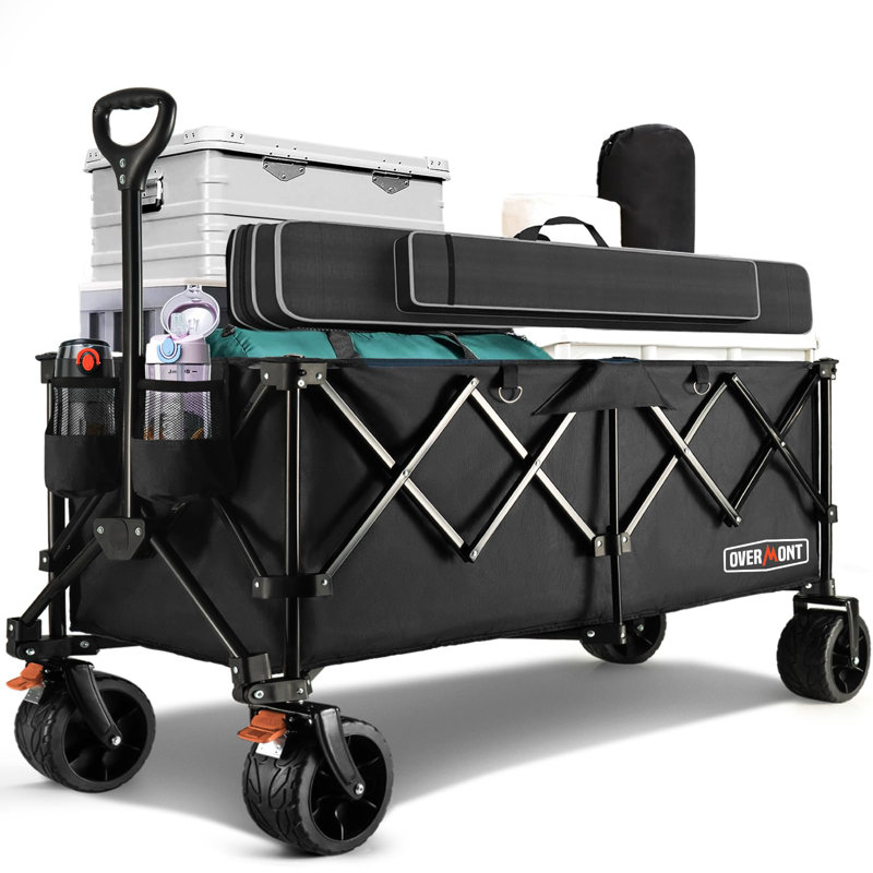 Overmont 45'' Collapsible Foldable Wagon Cart with All-Terrain Wheels