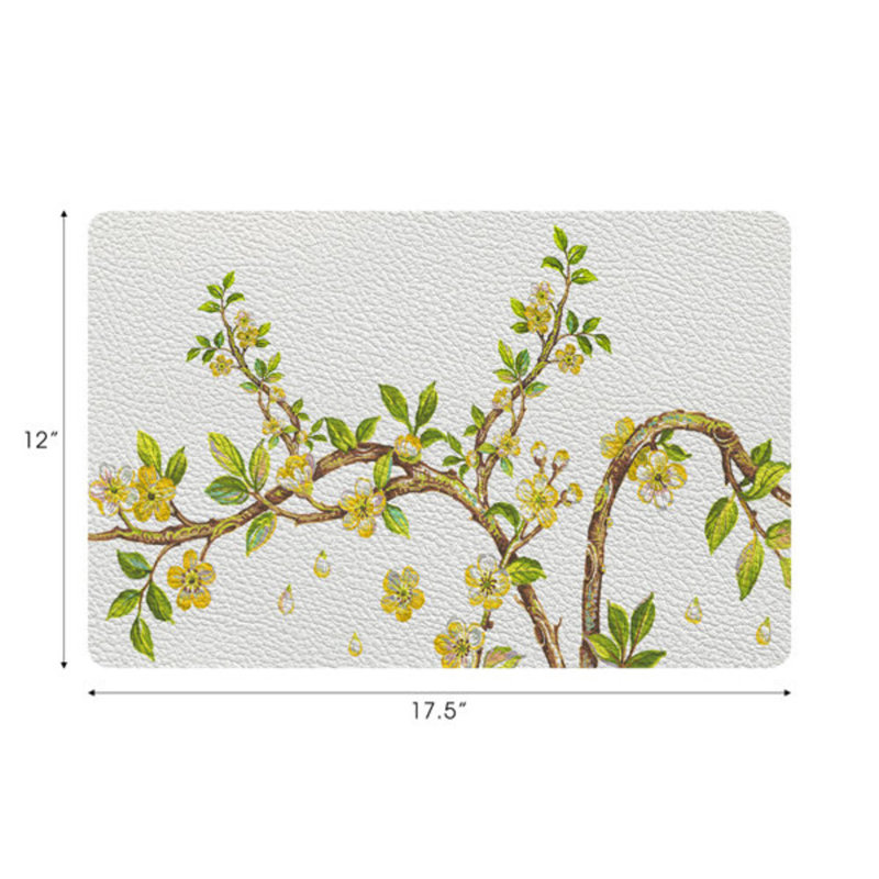 Cherry Blossom Pebble 17.5" Vinyl Placemat, Yellow