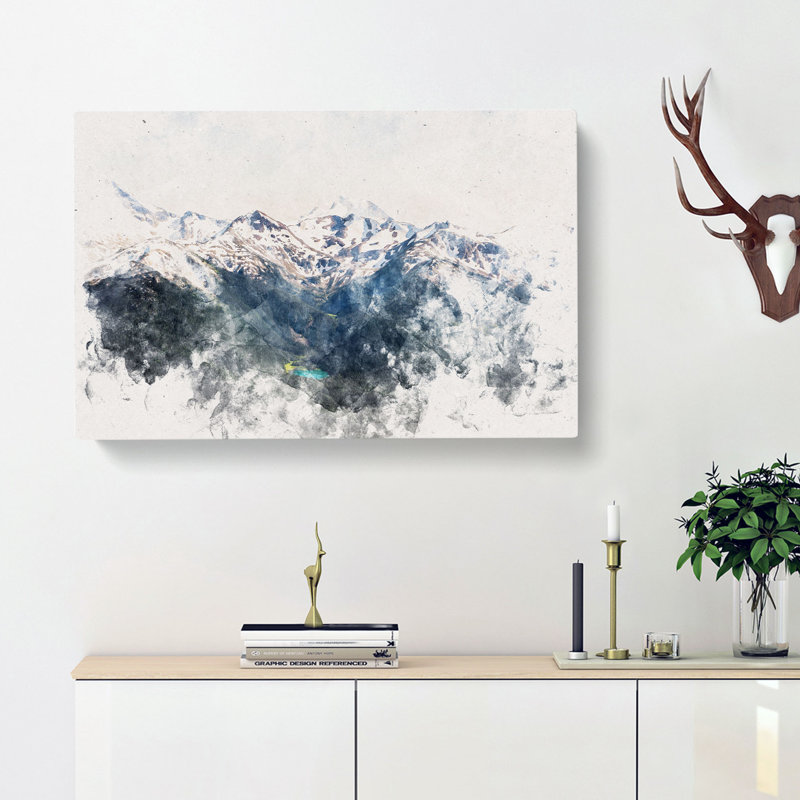 Hidden Lake in Whistler Canada Watercolour - Wrapped Canvas, 40cm H x 60cm W x 3cm D