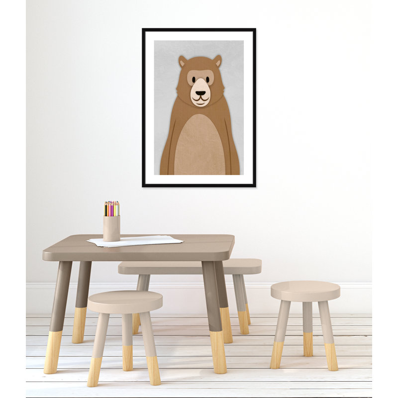 Adhésif décoratif Cheery Bear, 34.5" H x 24.5" W x 1.18" D, Encadré de boîte noir