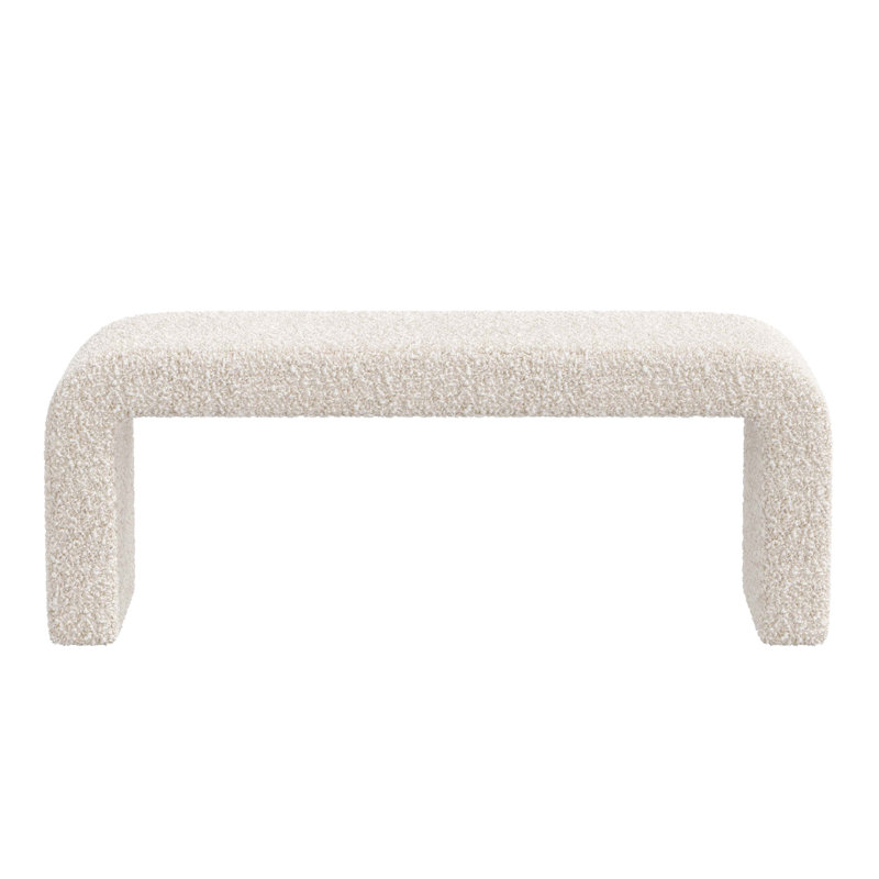 Holland Red from Scalamandre Crafted by Cloth & Company Bench, Plush Ivory Boucle