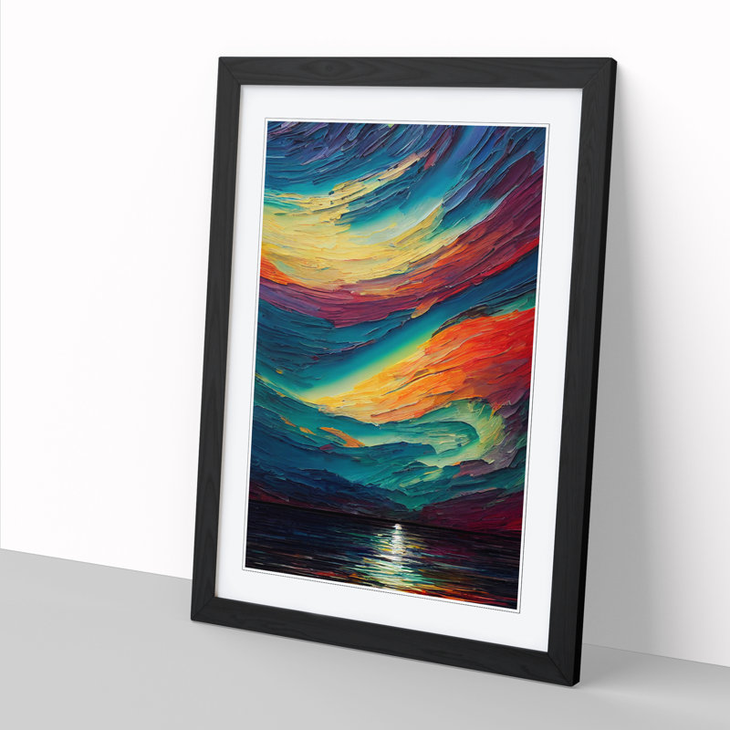 Northern Lights Painting Vol.7 - Picture Frame Print, Black, 34cm H x 25cm W