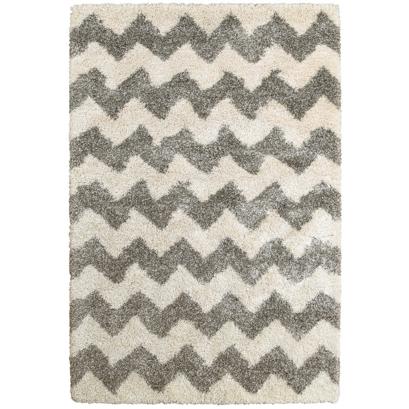 Tapis gris / ivoire Barnhart, Rectangle 9 pi 10 po x 12 pi 10 po