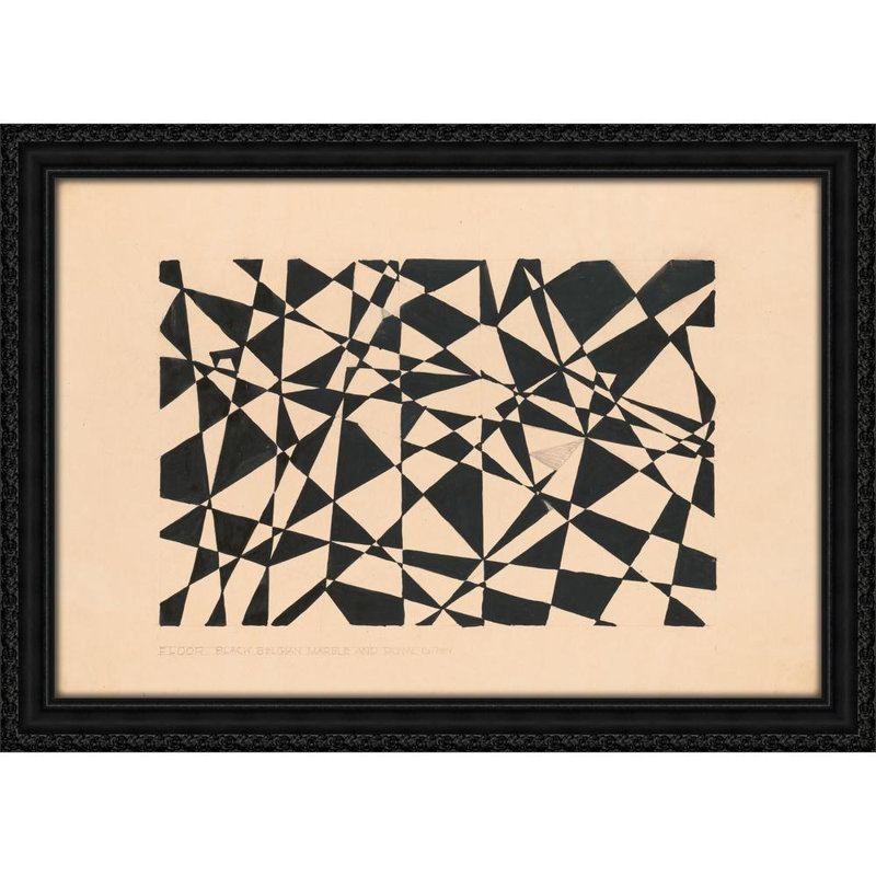 [Conception pour plancher non identifié, marbre belge noir et gris royal.] [Dessin avec motif abstrait (1910)
