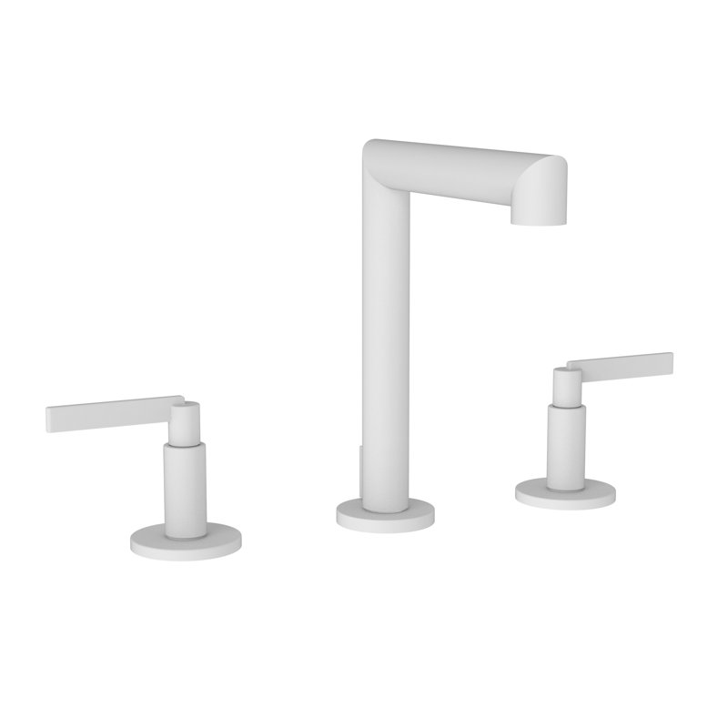 Tolmin Widespread Bathroom Faucet with Drain Assembly, Lever Handle, Matte White