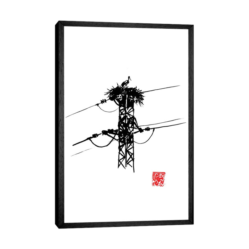 Stork Nest by Péchane - Painting on Canvas, 152.5 cm H x 101.5 cm W, Black Framed