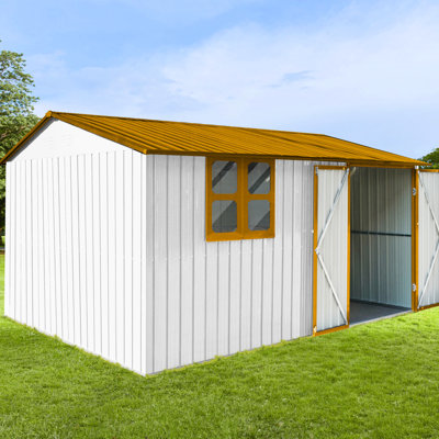 Garden Metal Shed 10Ftx12ft - Waterproof Roof, Lockable Door & Vent System 10X12 Door, Window