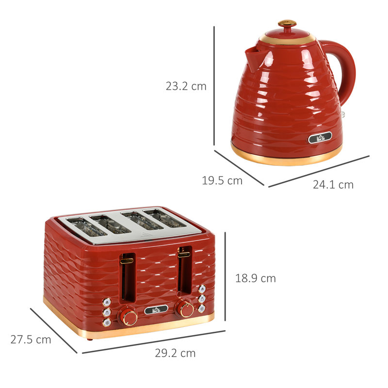 Kettle and Toaster Set, Red