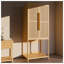 Armoire autoportante en bambou naturel avec 2 portes et rangement pour plancher