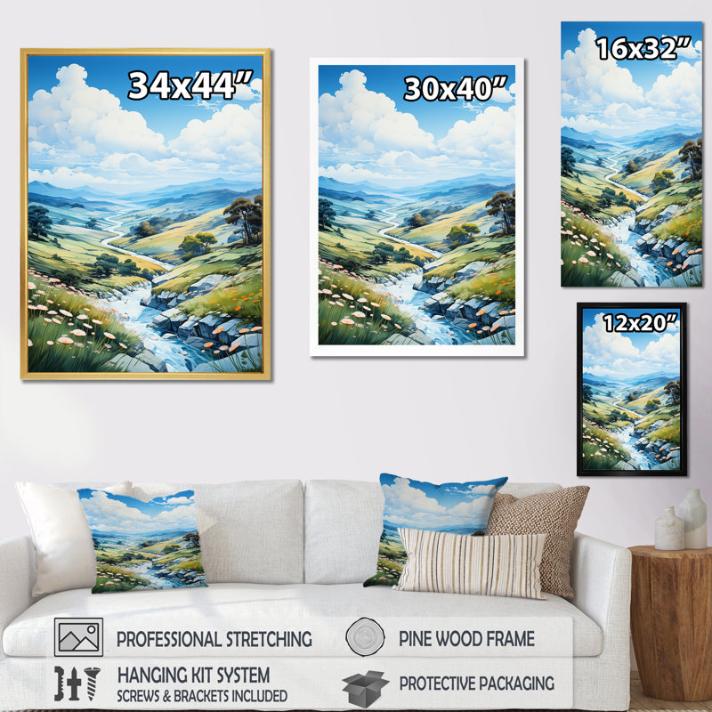Nuage caressant l'horizon minimaliste, Toile tendue, H 32 po x l 16 po x P 1 po