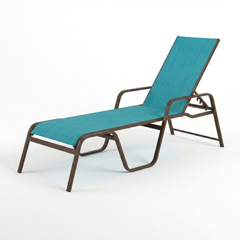 Chaise, Dupioni Lagoon Sling/Bronze Age