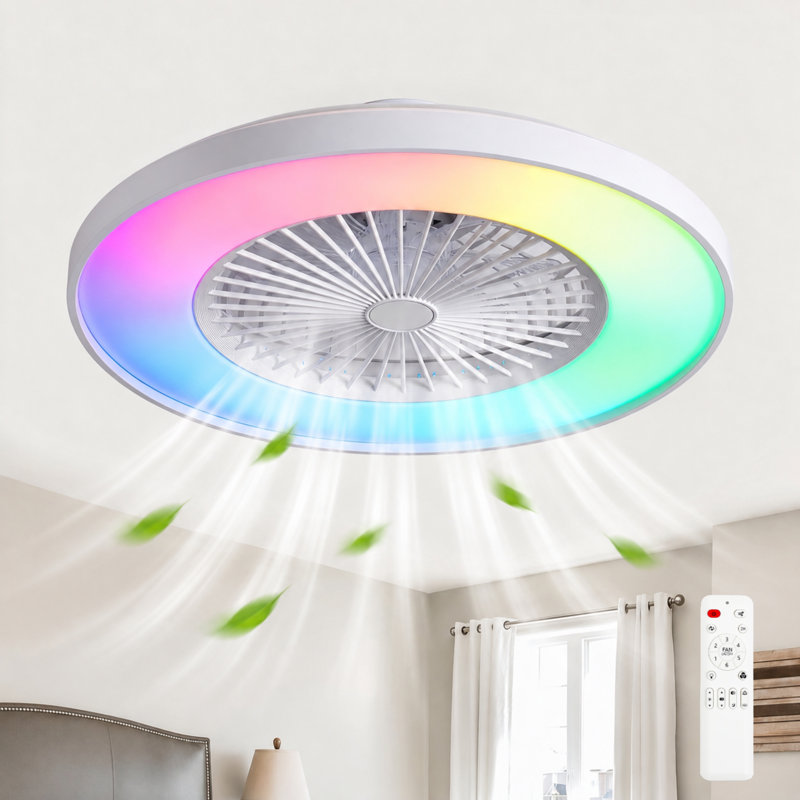  Jasmira 23.6" Caged RGB Dimmable Ceiling Fan with Integrated LED Light, Remote, App and Voice Control