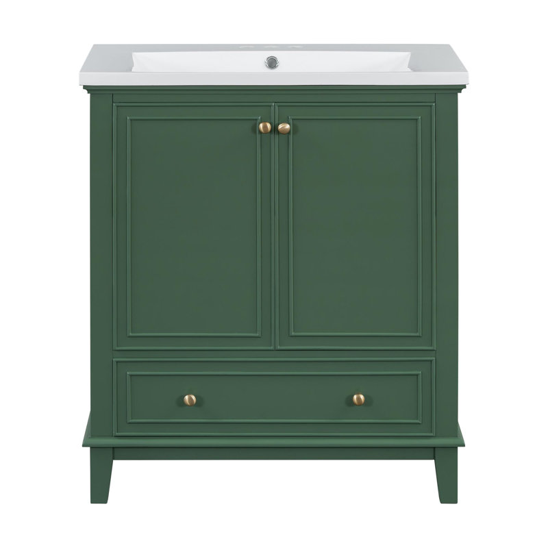 Meuble-lavabo de 30 po, Vert foncé, Doré