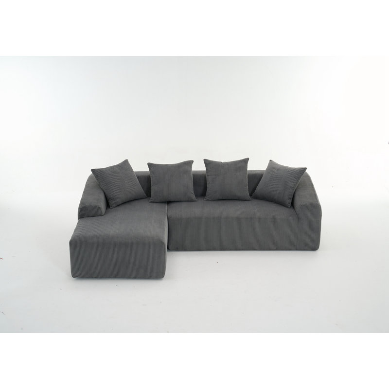 Boneless Stepanie Memory Foam 3-Seater Sofa, Gray Corduroy
