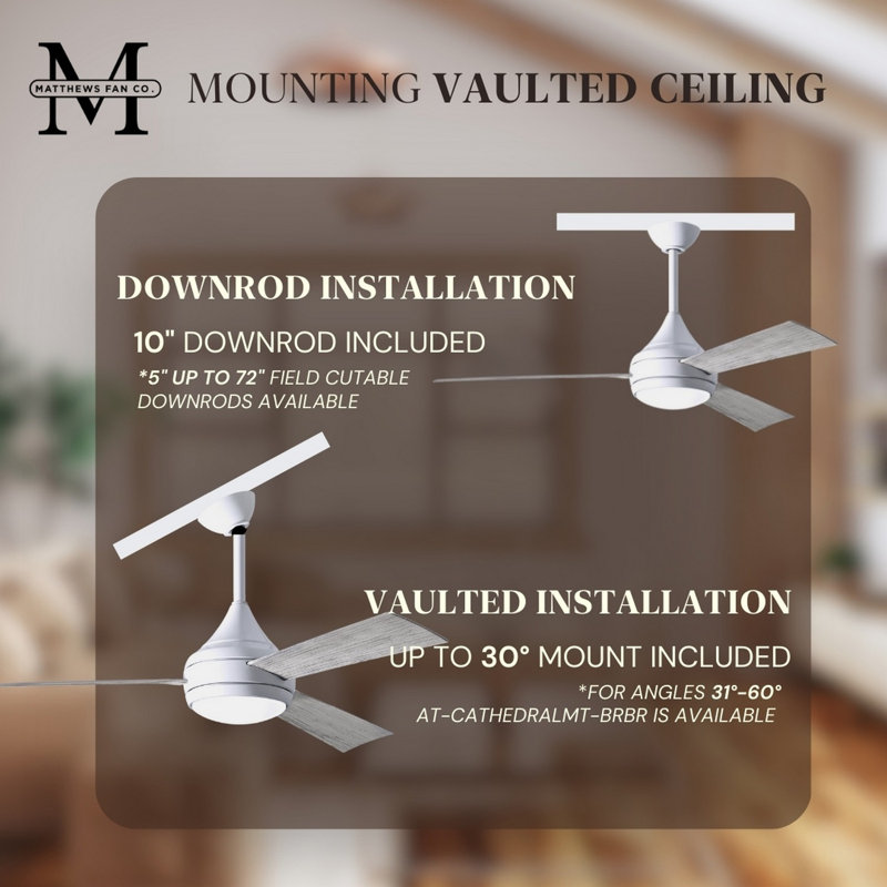 Donaire LED Outdoor Downrod Ceiling Fan, Gloss White, Barn Wood Tone