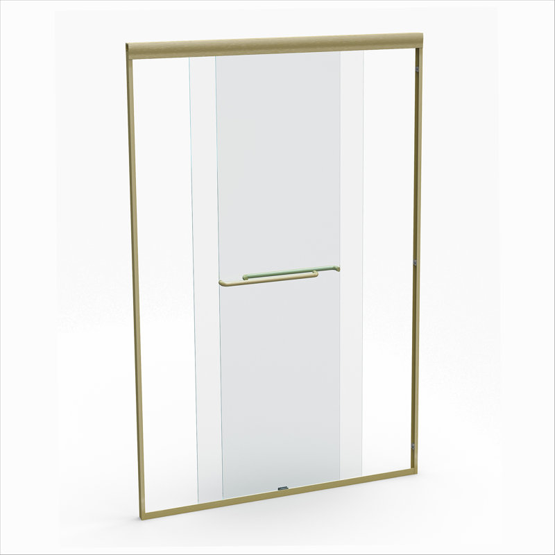 Double porte de douche coulissante, porte de salle de bain semi-sans cadre avec cadre en aluminium, Brushed Gold