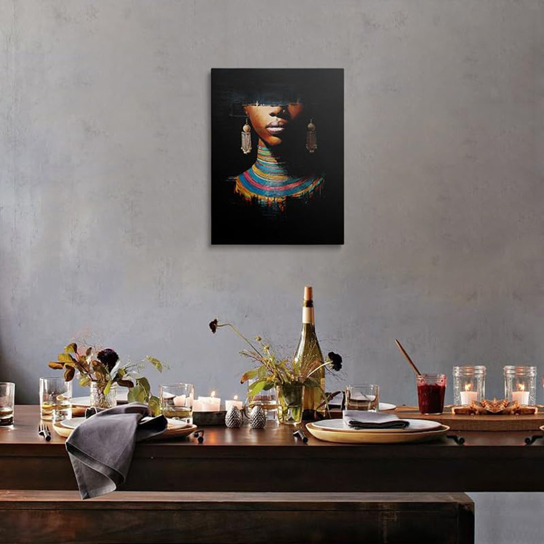 Black Women Canvas Wall Art Framed Artwork Prints Posters Painting Wall Decor Modern Abstract African American African Art Wall Decor Home Office Bedr