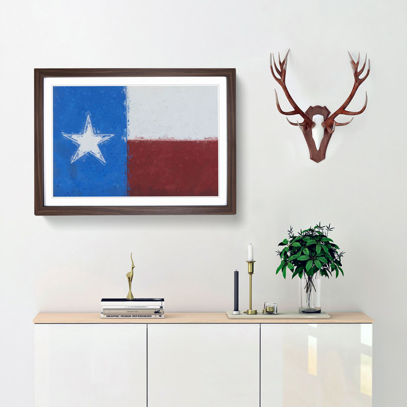 Painted Texas Flag in Abstract - Picture Frame Painting Print, Walnut Framed, 36cm H x 48cm W x 2cm D