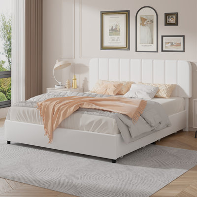 Huntsville Bed Frame with 4 Storage Drawers Velvet Upholstered Platform Bed Adjustable Headboard