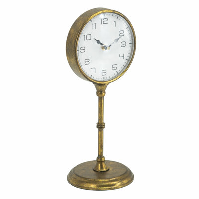 6.5x6x15" Vintage Inspired Gold Iron Table Clock
