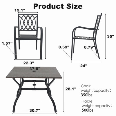 Chaise 4 - Chaise empilable robuste, capacité de 350 lb, chaise de patio ergonomique et respirante - Assemblage de 30 minutes, cadre en métal toutes saisons pour une utilisation intérieure / extérieure, pique-nique, barbecue, fête et camping