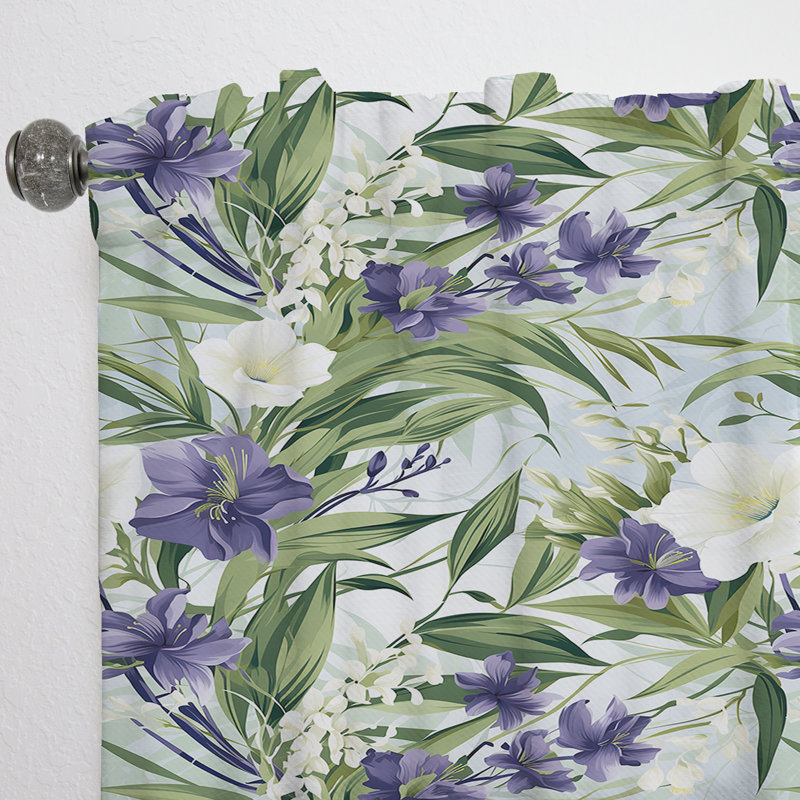 Rideau obscurcissant floral vert mauve et vert Serenade - 1 panneau, L 52 po x L 108 po