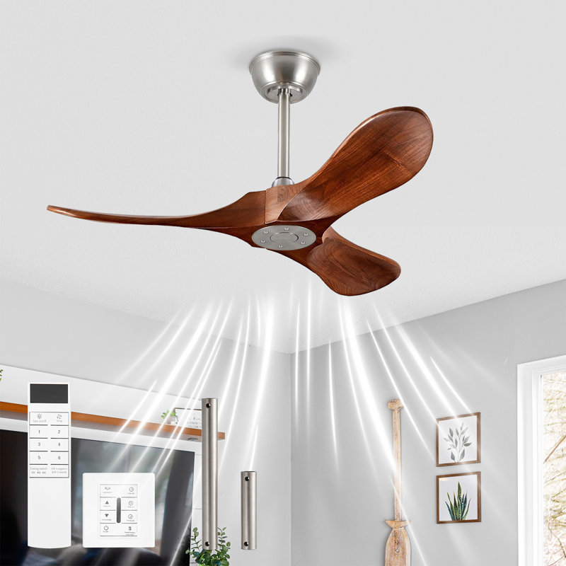 Petit ventilateur de plafond en bois 36 po sans lumière avec interrupteur mural et télécommande