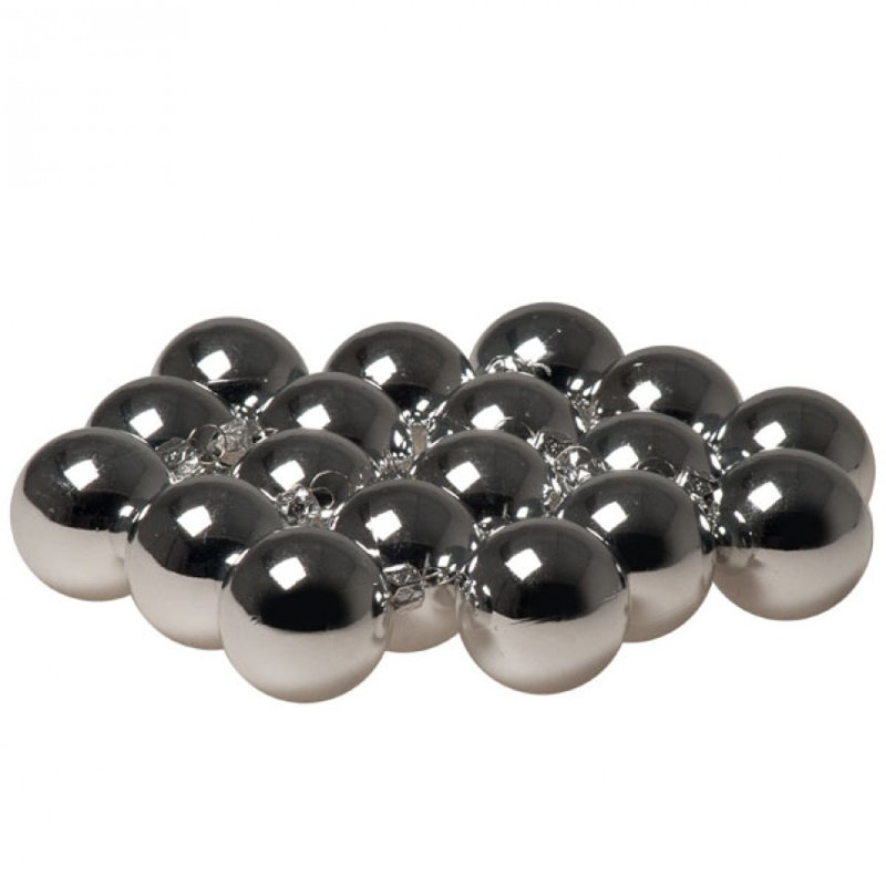 Bauble, Silver Shiny, 4cm H x 4cm W x 4cm D