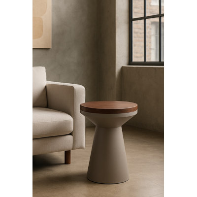 Table d'appoint en bois avec base en fer