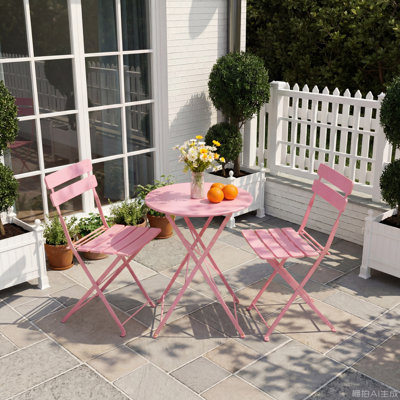 3-Piece Folding Patio Bistro Set – No Assembly, Water-Resistant Metal, Easy Storage