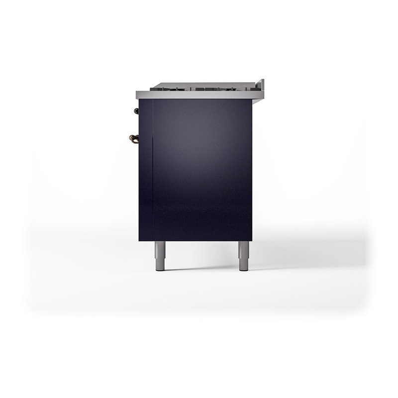 ILVE Nostalgie II Noblesse 60 in Dual Fuel Range, 9 Burner, Griddle, Midnight Blue/Burnished, Natural Gas