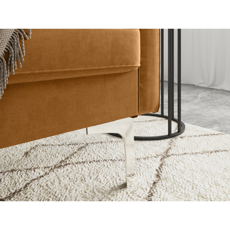 Maeesha 70" Velvet Square Arm Living Room Set, Ginger Velvet