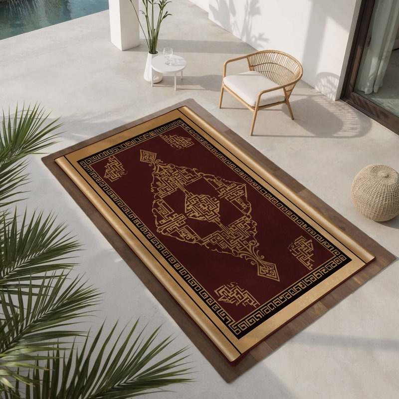 Ornamental Rose Indoor And Outdoor Area Rug, Rectangle 5' x 7'