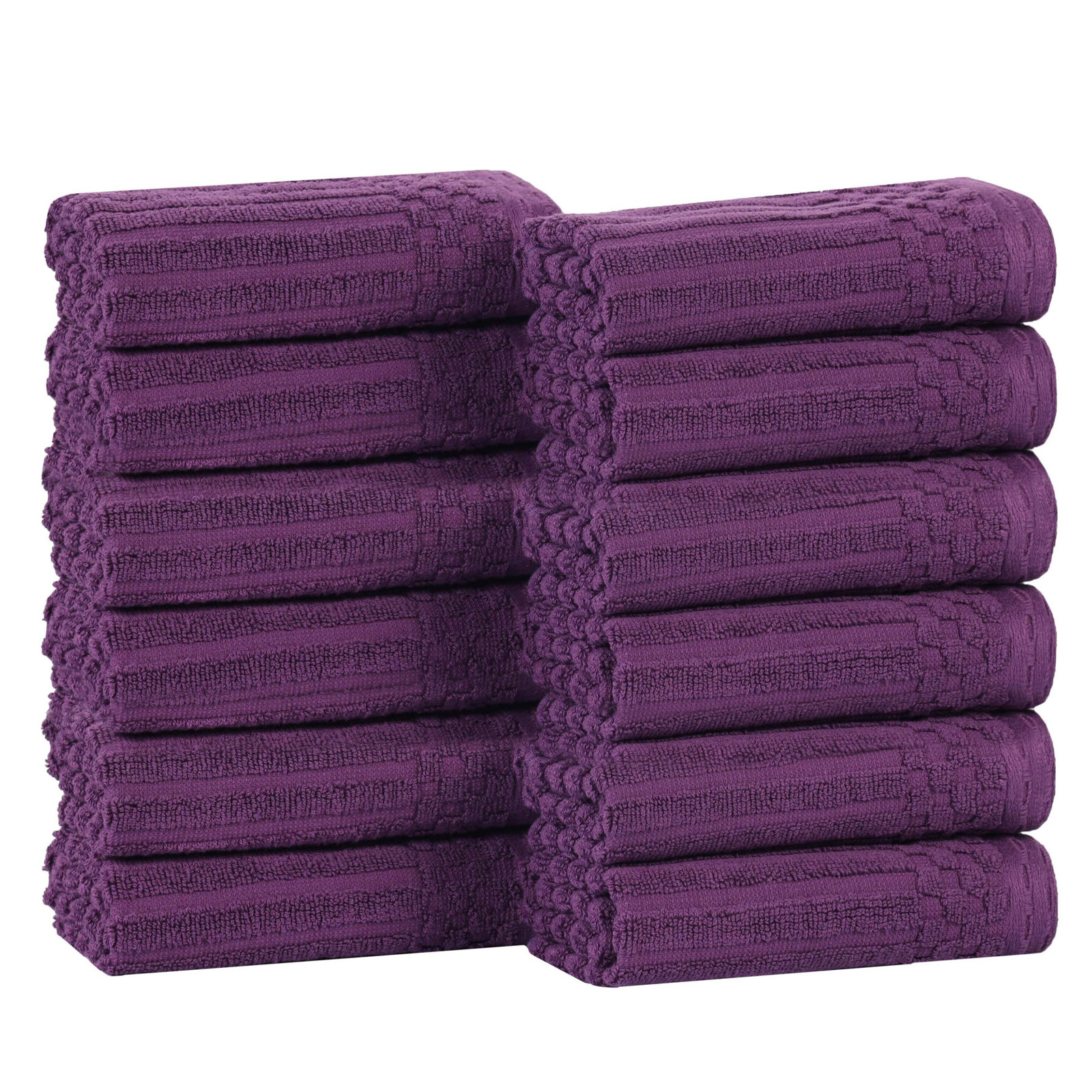 Juras Ribbed Cotton Washcloth Set, Purple