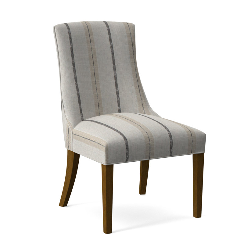 Chaise de salle à manger Tuxedo, Finition Havane, Tissu performance bleu clair; 0851-55