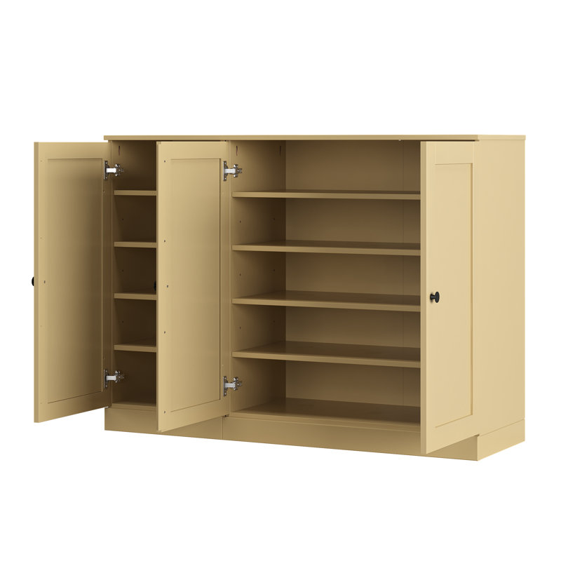Armoire à chaussures 100% en bois massif avec portes Shaker, tablettes réglables, rangement modulaire pour vestibule, l 48,5 po x H 35,75 po