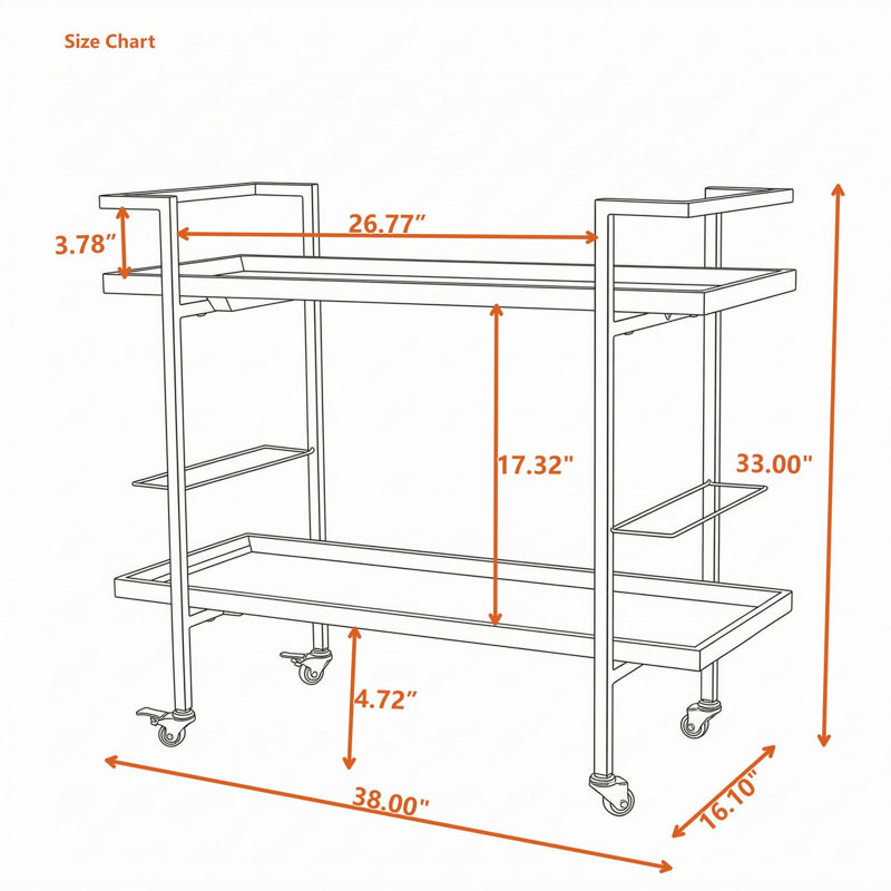 Chariot-bar moderne avec rangement pour bouteilles, Naturel