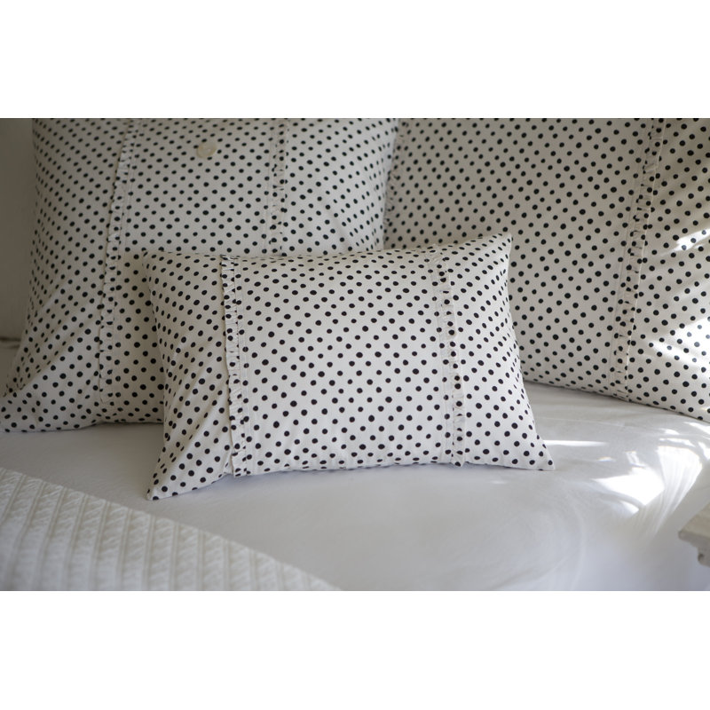 Black Polka Dottie Cotton Boudoir Pillow