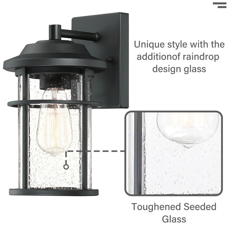 Applique murale d'extérieur en verre Schlesinger, H 11,92 po x l 6,58 po x P 7,96 po