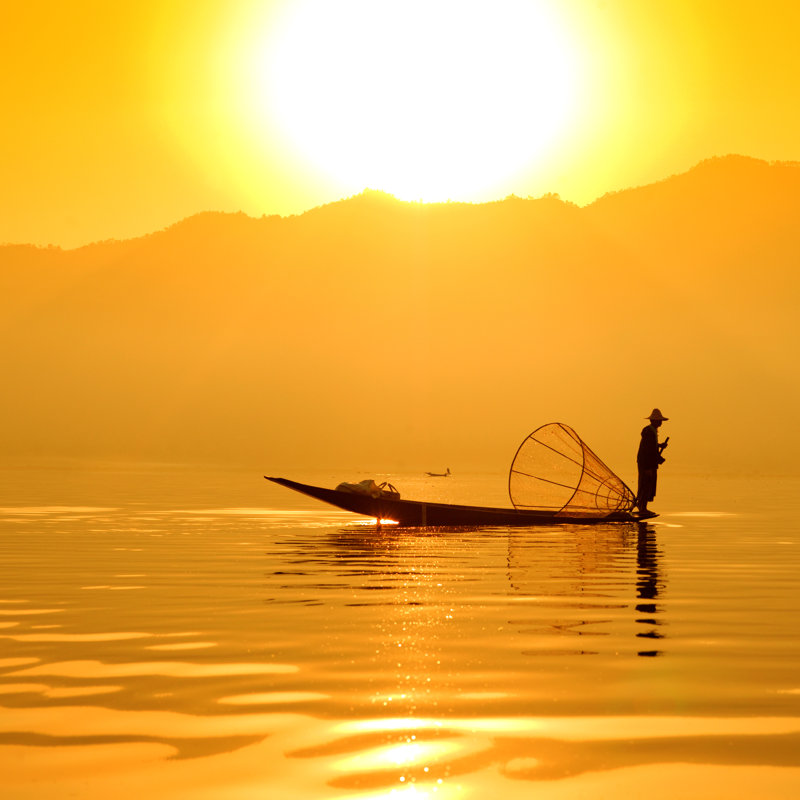 Fisherman In Asia - Wrapped Canvas Print, 76cm H x 76cm W x 3.8cm D