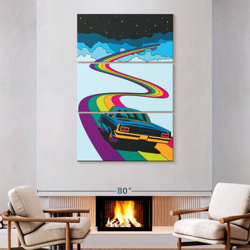 Voiture Rainbow Road, H 74 po x l 48 po