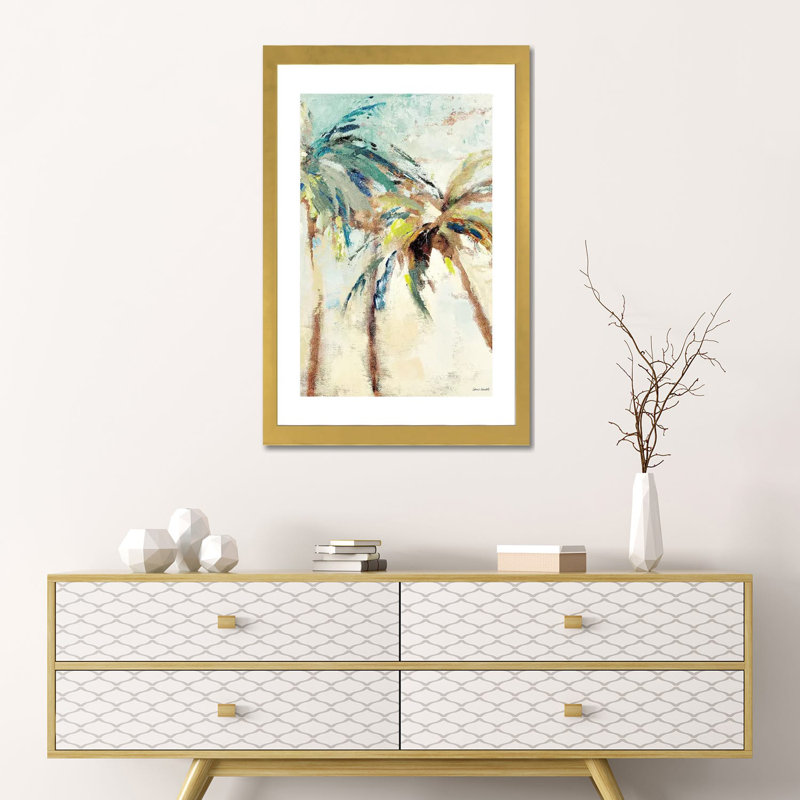«Bright Island Morning I» par Lanie Loreth - reproduction d'art, H 24 po x l 16 po x P 1 po, Papier doré, Blanc