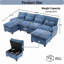 Ensemble de canapé modulaire en forme de U de 106 po avec repose-pieds de rangement et ports USB, canapé modulaire avec méridienne et coussins-1849090203