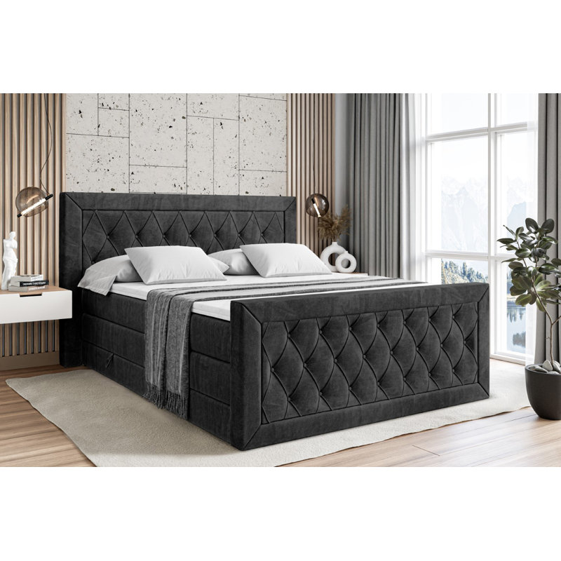 Falkner Pocket Spring Mattress Divan Bed Set, Black, 120cm W x 200cm D