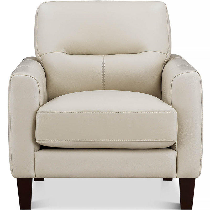 Fauteuil en cuir fleur de schiste, Cuir véritable brun cendré Chloe