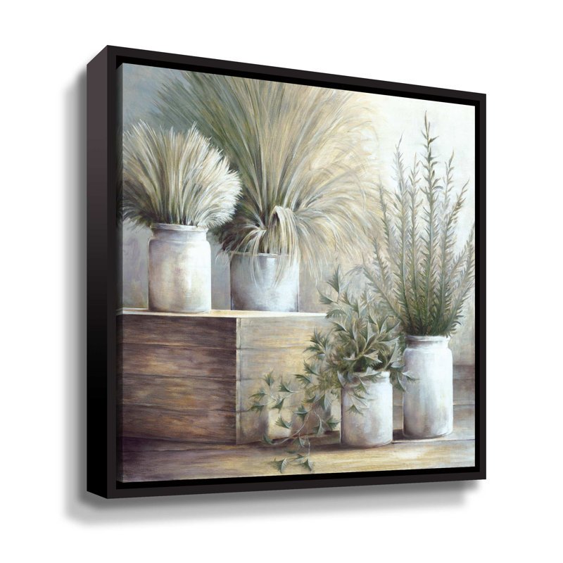 Jolies plantes sur toile tendue avec châssis, Cadre noir, H 10 po x l 10 po x P 2 po