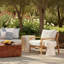 Lexy Outdoor Olefin Upholstered Teak Wood Accent Chair, Taupe