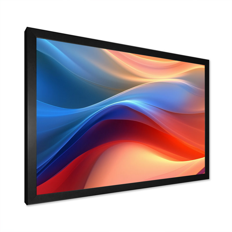 Orange / bleu fractale fractale II, Cadre photo noir simple, H 12 po x l 20 po x P 1 po
